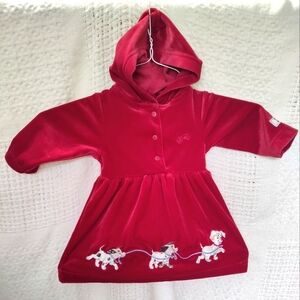 Rare 101 Dalmatians Disney Store Dress Velour Textured Hooded Size 6 Months